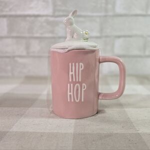 Hip Hop Pink Rabbit Ceramic Mug with Bunny Lid Easter Gift NEW
